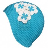 Шапочка для плавания Fashy Babble Cap With Flowers (голубой/белый)